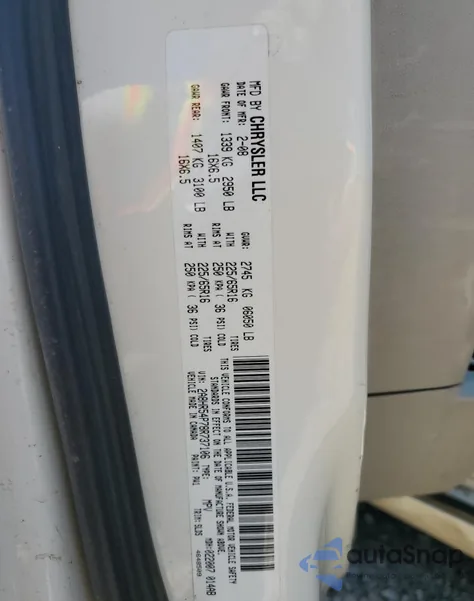 2008 Chrysler Town & Country Touring из США, поврежденный, VIN 2A8HR54P78R737106